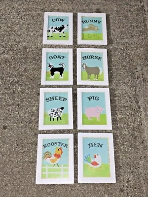 Vintage Farmhouse Animals Barnyard Wall Framed Art Easel or Hang SET 8 ❤️sj3j7 - Image 1 of 4