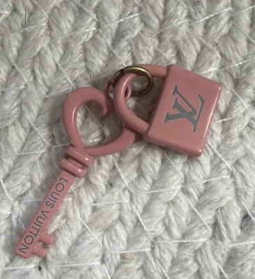 LV Button Pink Lock & Key Charm zipper pull 30mm - Image 1 of 3