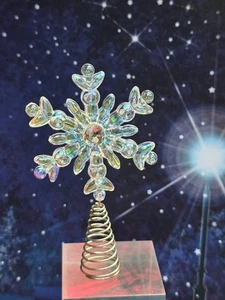 Mini 4" DIAMANTES DE IMITACIÓN COPO DE NIEVE IRIDISCENTE Árbol de Navidad Topper Nuevo - Imagen 1 de 3