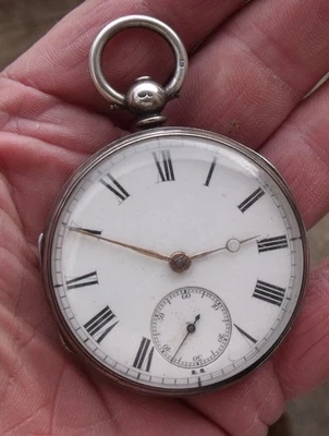 ANTIQUE STERLING SILVER LONDON 1866 FUSEE POCKET WATCH, B GAUNT BARNSLEY. - Image 1 of 4
