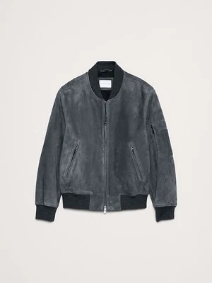 New Banana Republic Mens Suede Leather Bomber Jacket Grey Size Small - $650 - Image 1 of 4