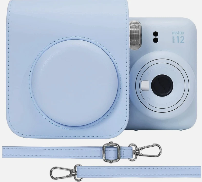 Funda para cámara de cuero PU azul para Fujifilm Instax Mini 12 + álbum de fotos gratis Foto 1 de 4