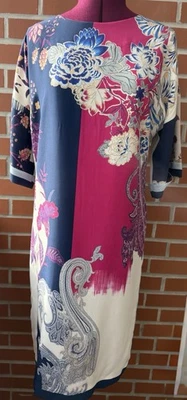 Vestido midi Etro feminino 100% seda floral estampa abstrata multicolorido EUR 44 EUA 8 - Imagem 1 de 4