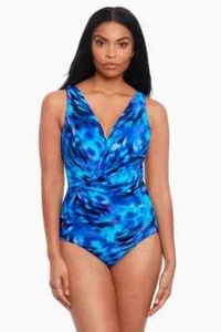 Traje de baño de una pieza Miraclesuit Esmeralda Cloud Leopard COLOR AZUL TALLA 10 NUEVO - Imagen 1 de 4