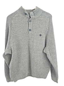 Duluth Trading Co. Men's Knit L Gray Henley Sweater Pullover Pocket Button Mock - Picture 1 of 9