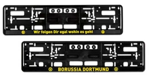 Borussia Dortmund 2er Set Kennzeichenhalter 1 x Wir folgen Dir + 1 x Logo - Bild 1 von 1