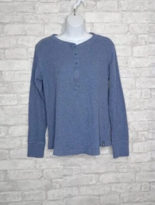 Patagonia Blue Waffle Knit Henley Thermal Organic Cotton Lyocell Blend Shirt M - Picture 1 of 15