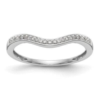 Alianza de boda contorneada de diamantes de 1/20 quilates de oro blanco de 14 k para mujer talla 7 Foto 1 de 4