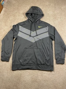 Nike Therma Fit Gray / High Vis Green Hoodie Sweatshirt Men’s L Large - Picture 1 of 7