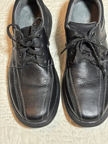 CLARKS Clark's scarpa stringata casual da uomo in pelle nera con ruvidi 10 5