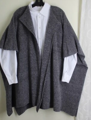 Cozy NWT Eskandar O/S Gray 34" L Lightweight Wool Cashmere Boucle Tabard Sweater - Image 1 of 4