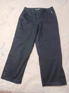 JOSEPHINE CHAUS*Black Duck Fabric Pants*Size 12*LNC*26" Insm*34" Waist*Zip Hook* - Picture 1 of 6