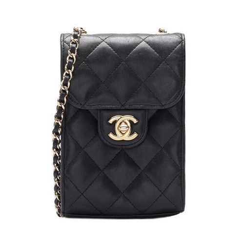 Mini borsa a tracolla Chanel nera classica porta telefono catena oro