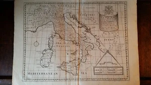 1700 LARGE ANTIQUE COPPER PLATE - A NEW MAP OF PRESENT ITALY - EDWARD WELLS - Picture 1 of 14