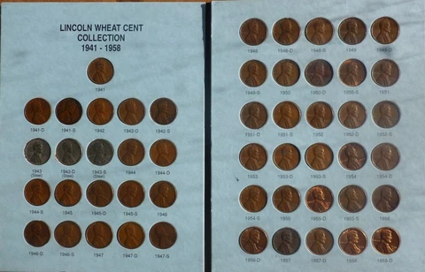 Complete No 2 Lincoln Wheat 1941 to 1958 PDS 51 coins New Folder Ships Free Cover