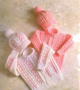 baby children's cardigan and hat double knit knitting pattern COPY a66 - Picture 1 of 1