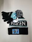 Disney Frozen Children Unisex Cuffed Beanie With Pom And Black Gloves OSFM