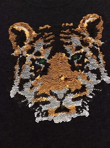 Anthrazitgrau Wollmischung KLISCHEE Gr. Large PAILLETTEN TIGER PULLOVER Auburn Clemson LSU - Bild 1 von 9