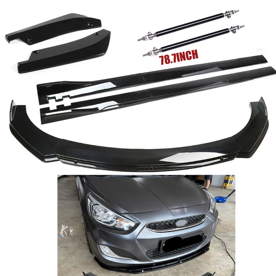 For Hyundai Accent Front Rear Bumper Lip Splitter Spoiler Kit Side Skirt Body - Изображение 1 из 4