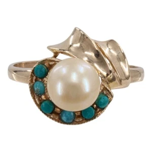 Synthetic Pearl Lady's Stone Ring 14K Yellow Gold 2.6g Size:6.25 (PZ1003693) - Imagen 1 de 7