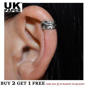 NEW SILVER WAVE DESIGN EAR CUFF HELIX CARTILAGE CLIP-ON EARRING PUNK GOTHIC EMO
