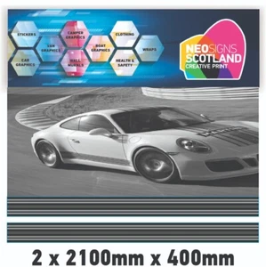 2 x 2100mm x 400mm Martini Racing stripes Monochrom laminated for Porsche lemans - Picture 1 of 1