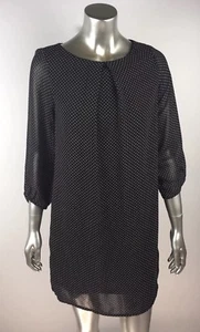 H&M Womens Shift Dress Sz 2 Black White Polka Dot 3/4 Sleeve- Holiday/ Party - Picture 1 of 5