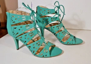 Women's Turquoise / Aqua Pointy Lace Up Stiletto Pump Zippers Size 9M NWOB - Picture 1 of 3