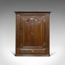 Antique Corner Cabinet, English, Georgian, Oak, Hanging, Cupboard, Circa 1780