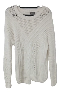 Sussan Knitwear Cable Round Neck Pullover White Size XXS - Picture 1 of 3