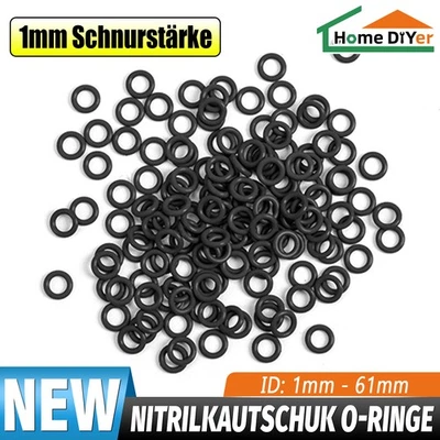 HOME DIYER O Ring aus NBR Gummi ID Ø 1 - 61mm x Schnurstärke 1mm Dichtring Dichtungsringe