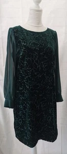 Laura Ashley Vintage Ladies Dress Size 12 Green Shift Long Sleeves Lined Floral - Picture 1 of 24