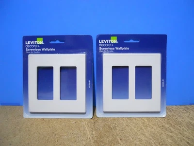2 Pack - Leviton Decora+ Screwless Wallplate 2 Gang 80309-W White