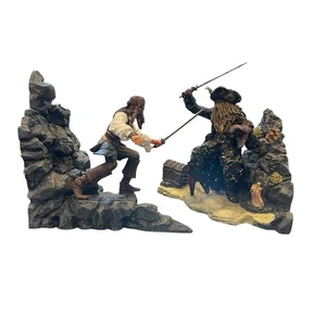 Vintage Disney Pirates of the Caribbean Jack Sparrow Davey Jones Statue Bookends - Picture 1 of 23