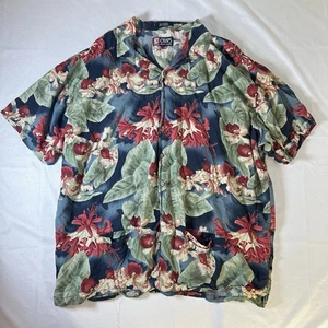 Chaps Ralph Lauren Men’s Hawaiian Shirt Size 2XL Blue Red Floral Button Up Rayon - Picture 1 of 5