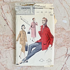 Butterick 7611, 50s Coat, Sz 13/31, Vintage Sewing Pattern, Cut & COMPLETE - Picture 1 of 2