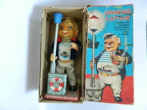 Vintage Tin The Drinking Captain S&E Smoking Battery Operated – Working - Picture 1 of 9