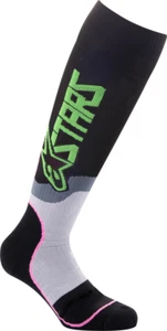 Alpinestars Mens MXPlus2 Elasticated Durable Black/Green/NeonPink Fluo Socks MD - Picture 1 of 1