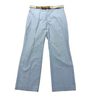 Vtg 80's Men's Baby SKY BLUE MoD Cotton Golf Pants Casual BELTED Trousers 36 - Picture 1 of 7