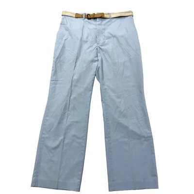 Vtg 80's Men's Baby SKY BLUE MoD Cotton Golf Pants Casual BELTED Trousers 36 - Image 1 of 4