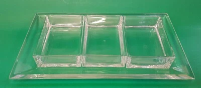 Vassoio COLLE Cristallo Antipastiera Con 3 Ciotole Rimovibili cm 31 x 18 Italia - Immagine 1 di 4