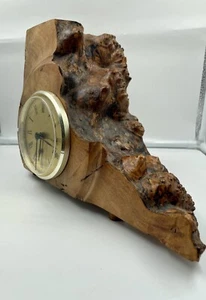 Reloj grande vintage de madera burl borde vivo hecho en Alemania. Funcionando - Imagen 1 de 10