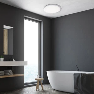 FEUCHTRAUM DECKENLAMPE DECKENLEUCHTE IP44 BAD LEUCHTE  CHROM MESSE - Bild 1 von 3