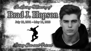 Pet Stone Memorial Grave Marker pet grave stone  Headstone Person Skater 10"x18" - Picture 1 of 24