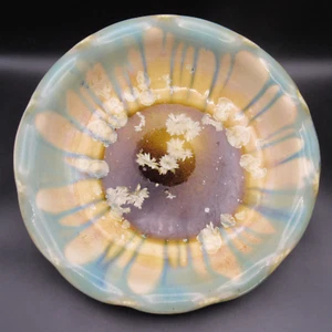 Edgecomb Pottery 11" Serving Bowl, Crystalline, Sage / Amber, Incised Signature - Picture 1 of 15