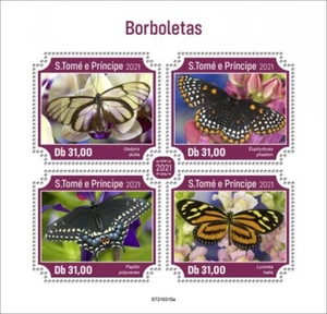 St Thomas - Mariposas 2021, ala de cristal, cola de golondrina - Hoja de 4 sellos - ST210315a - Imagen 1 de 1
