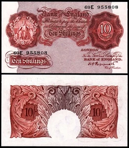 ENGLAND 10 SHILLINGS PEPPIATT (B262) PREFIX --E LETZTE SERIE AUNC - Bild 1 von 1
