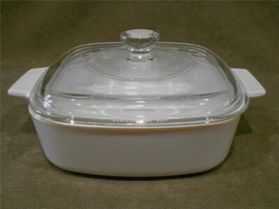 ❤️ 3-pc CORNINGWARE 1-Qt. CASSEROLE & COVERS A-1-B Pyroceram Winter Frost White