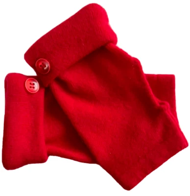 FINGERLESS GLOVES RED 100% MERINO WOOL M MEDIUM MITTENS WINTER ARM WARMERS CUFFS - Image 1 of 2