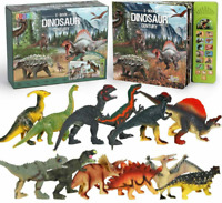 Interactive Dinosaur Sound Book w/12Pcs Action Dinosaur Figures E-book Playset